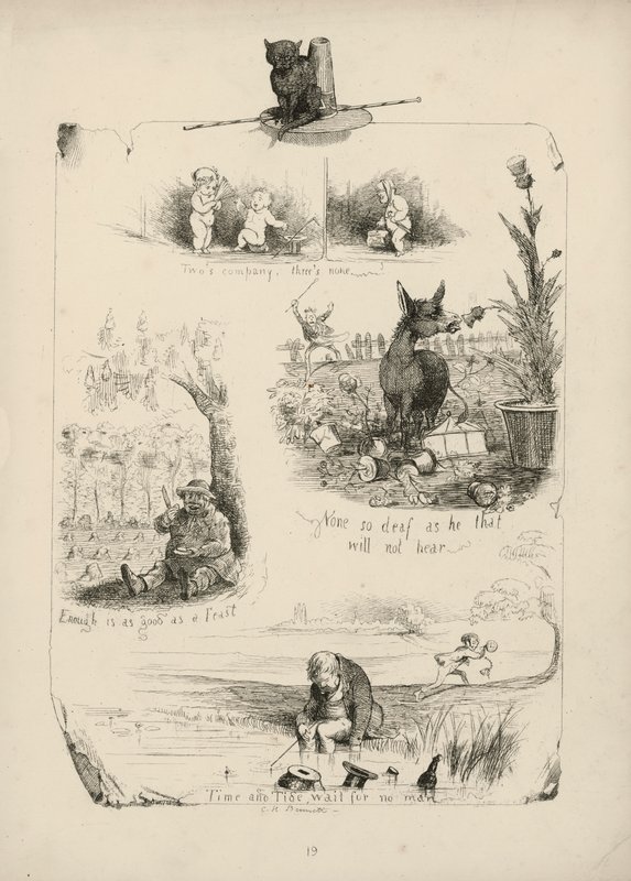 Sida från Ordspråksboken med bilder av Charles H Bennett av Charles Henry (after) Bennett
