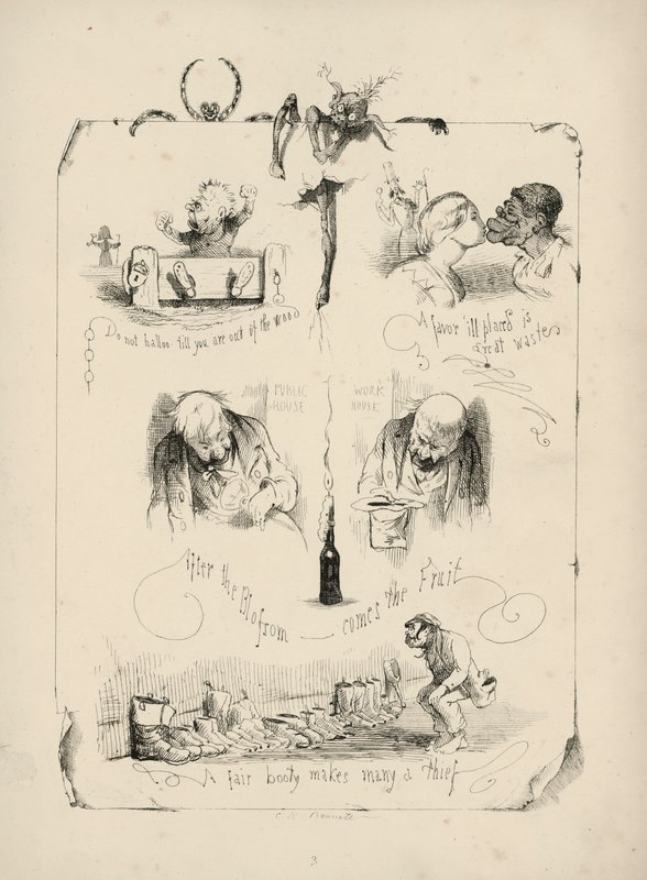 Sida från Ordspråksboken med bilder av Charles H Bennett av Charles Henry (after) Bennett