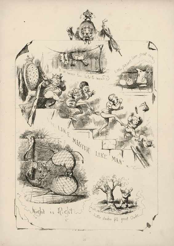 Sida från Ordspråksboken med bilder av Charles H Bennett av Charles Henry (after) Bennett