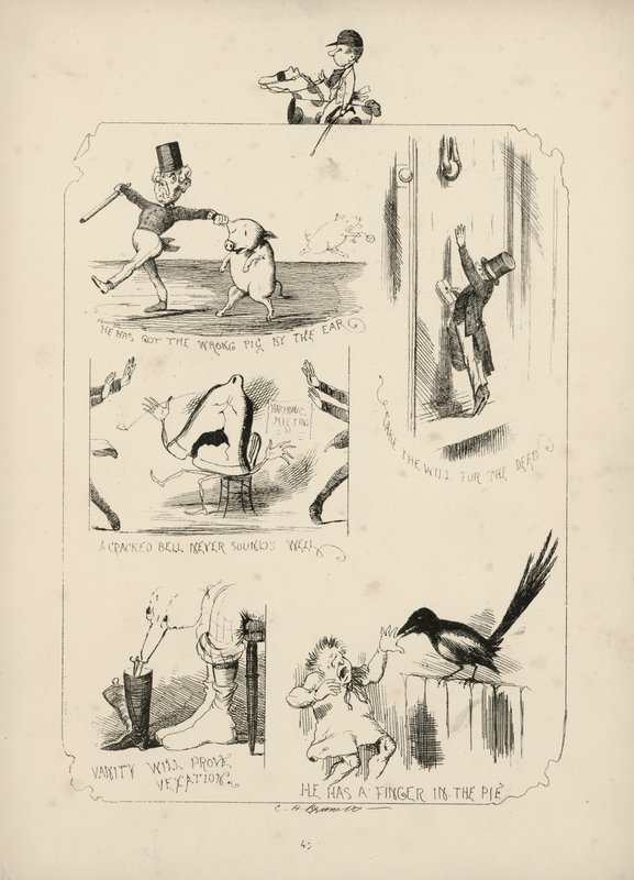 Sida från Ordspråksboken med bilder av Charles H Bennett av Charles Henry (after) Bennett