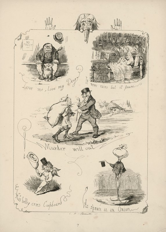 Sida från Ordspråksboken med bilder av Charles H Bennett av Charles Henry (after) Bennett