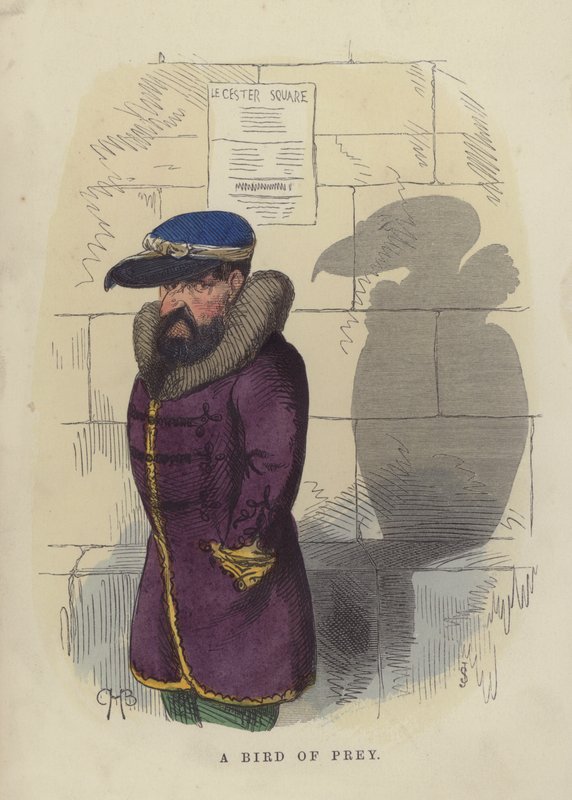 A Bird of Prey (färgad gravyr) av Charles Henry Bennett