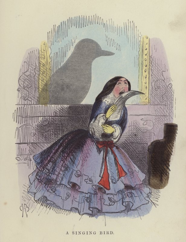 Singing Bird (färgad gravyr) av Charles Henry Bennett