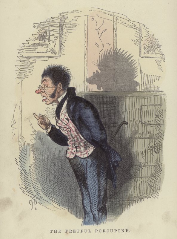 Det oroliga piggsvinet (färgad gravyr) av Charles Henry Bennett