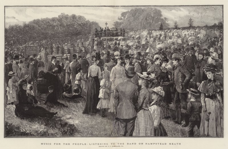 Musik för folket lyssnar på bandet på Hampstead Heath av Charles J. Staniland