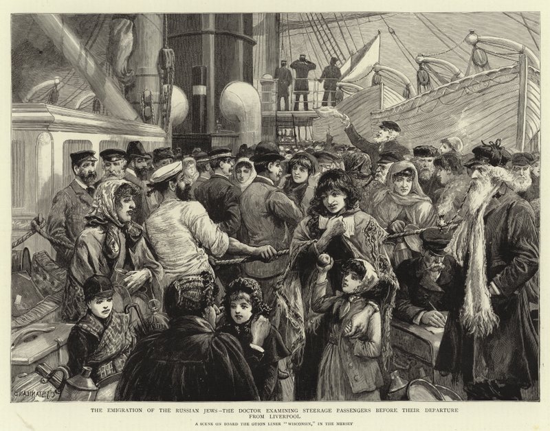 De ryska judarnas emigration, doktorn som undersöker Steerage-passagerare före avresan från Liverpool av Charles J. Staniland