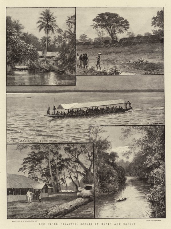 Nigerkatastrofen, scener i Benin och Sapeli av Charles J. Staniland