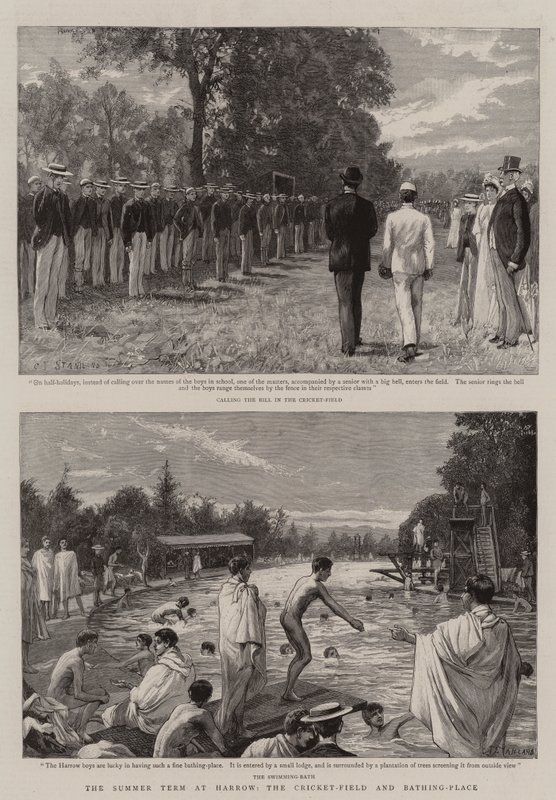 Sommarterminen i Harrow, cricketfältet och badplatsen av Charles J. Staniland