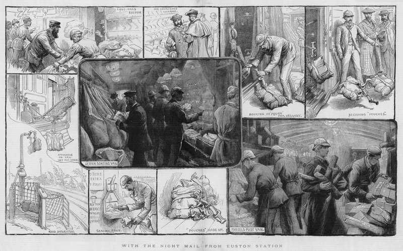 Med nattposten från Euston Station (gravyr) av Charles J. Staniland