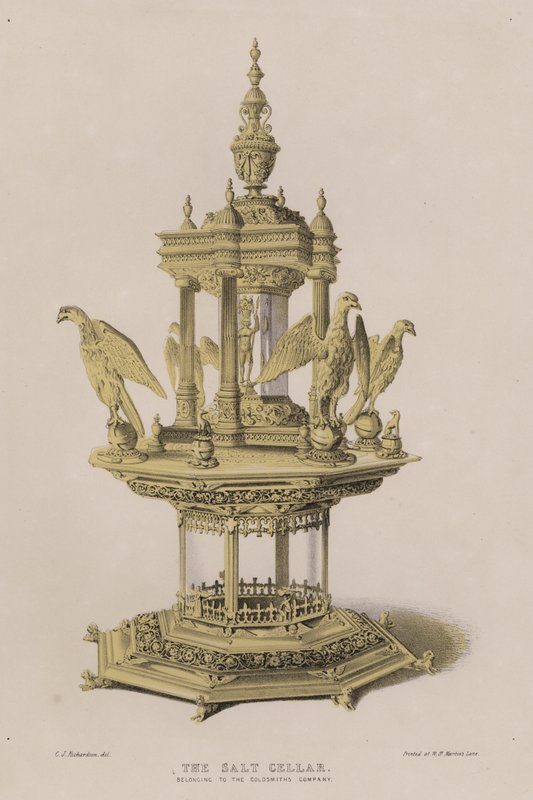 Saltkällaren, tillhörande Guldsmedsbolaget (färg litho) av Charles James Richardson