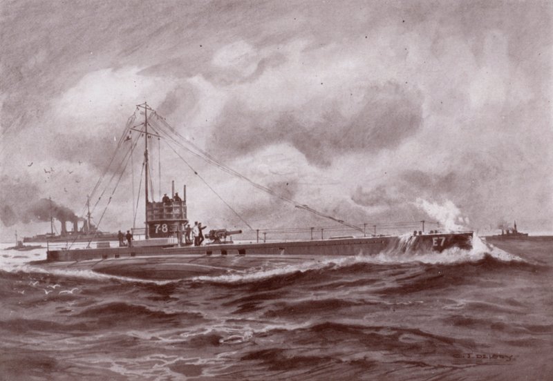 En ubåt på ytan (litho) av Charles John de (after) Lacy