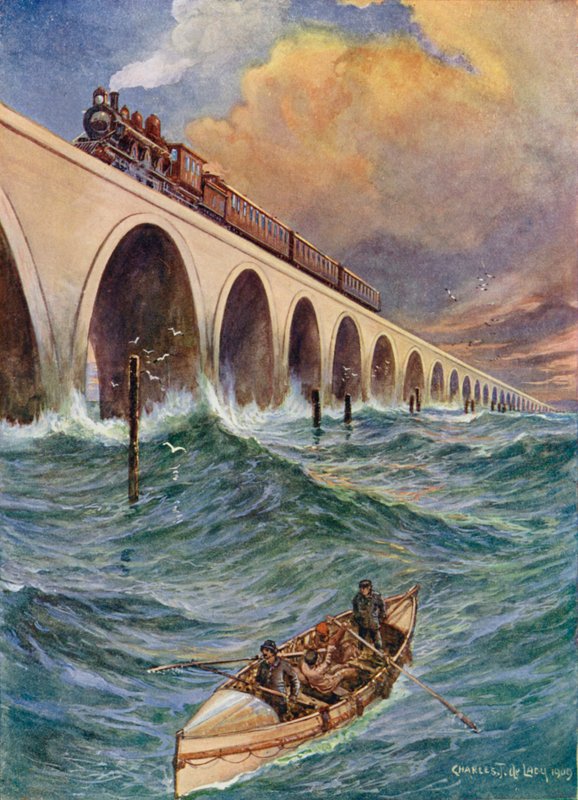 En järnväg genom havet, ett tåg som korsar Floridabukten av Charles John de Lacy