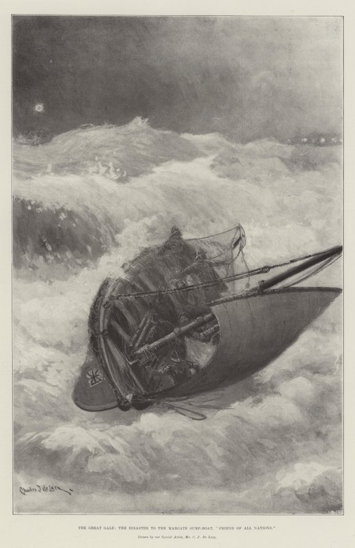 Den stora stormen, katastrofen för Margate Surf-Boat, vän av alla nationer av Charles John de Lacy