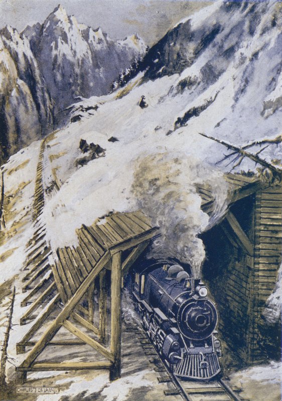 Hur tåg skyddas från laviner av Charles John de after Lacy