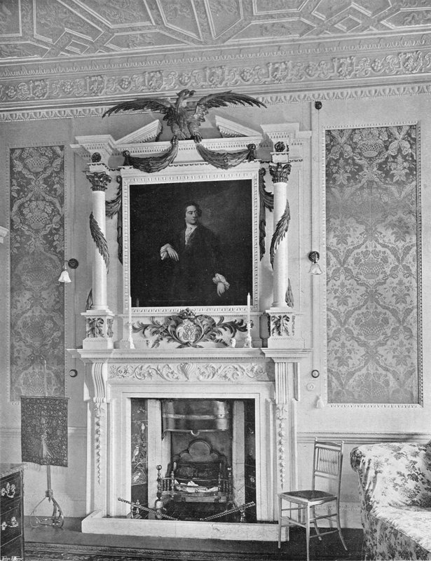 Marmorskorstensstycket i "Redlynch Room" (s/v foto) av Charles Latham
