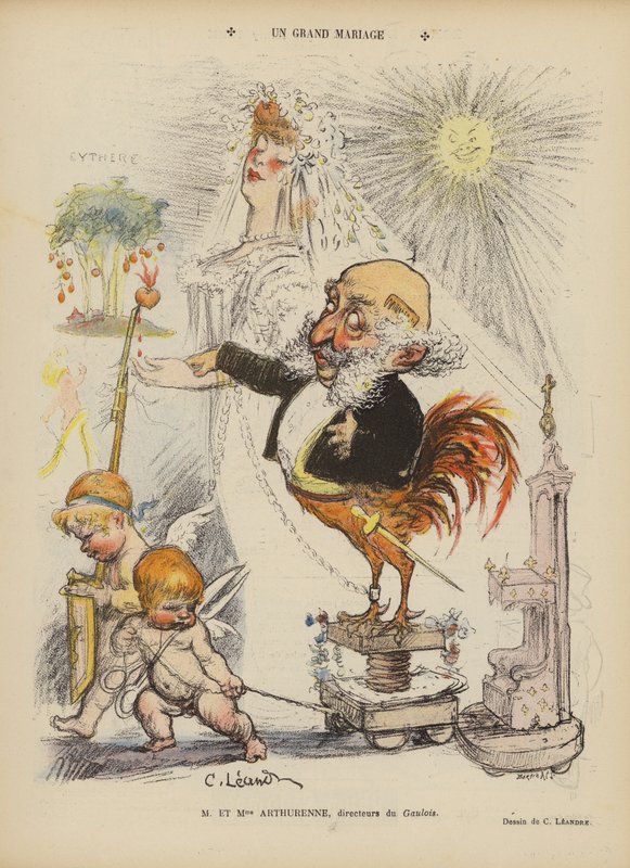 Ett stort bröllop. Illustration för Le Rire av Charles Leandre