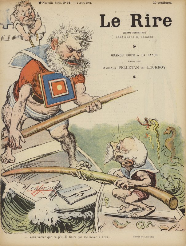 Karikatyr av de franska politikerna Camille Pelletan och Edouard Lockroy. Illustration för Le Rire av Charles Leandre