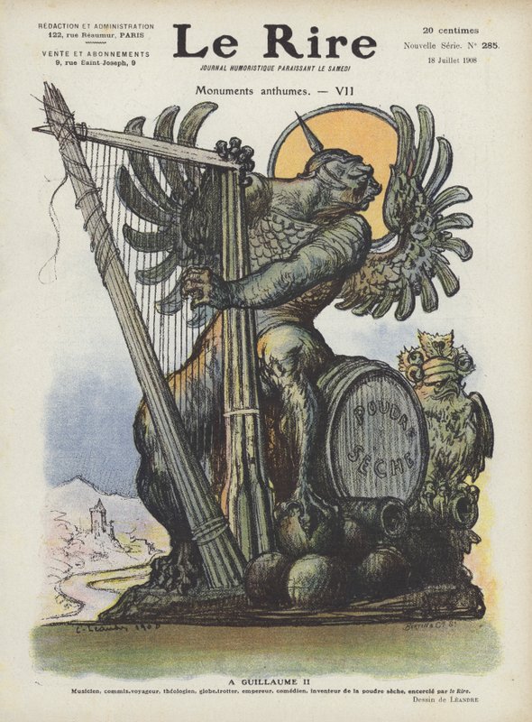 Karikatyr av Kaiser Wilhelm II av Tyskland. Illustration för Le Rire av Charles Leandre