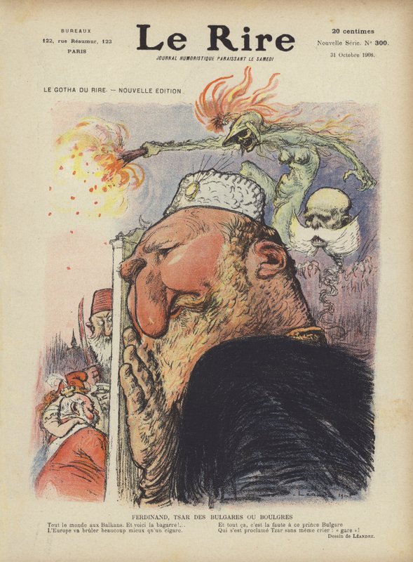 Karikatyr av tsar Ferdinand I av Bulgarien. Illustration för Le Rire av Charles Leandre