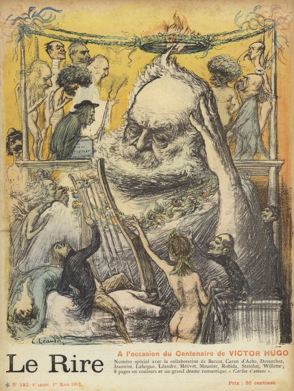Hundraårsminnet av Victor Hugos födelse, illustration för Le Rire av Charles Leandre