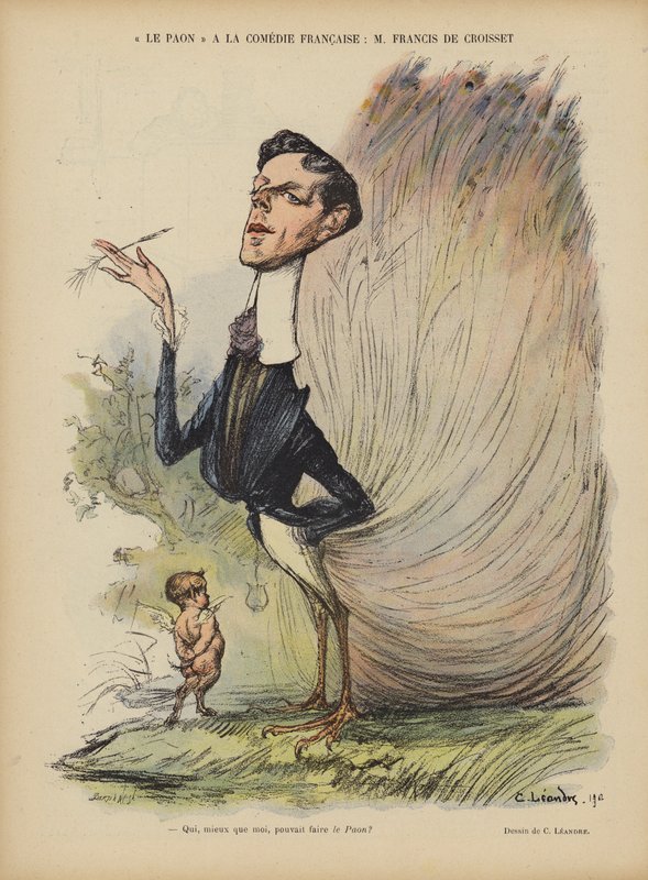 Francis de Croisset, fransk dramatiker, romanförfattare och librettist. Illustration för Le Rire av Charles Leandre