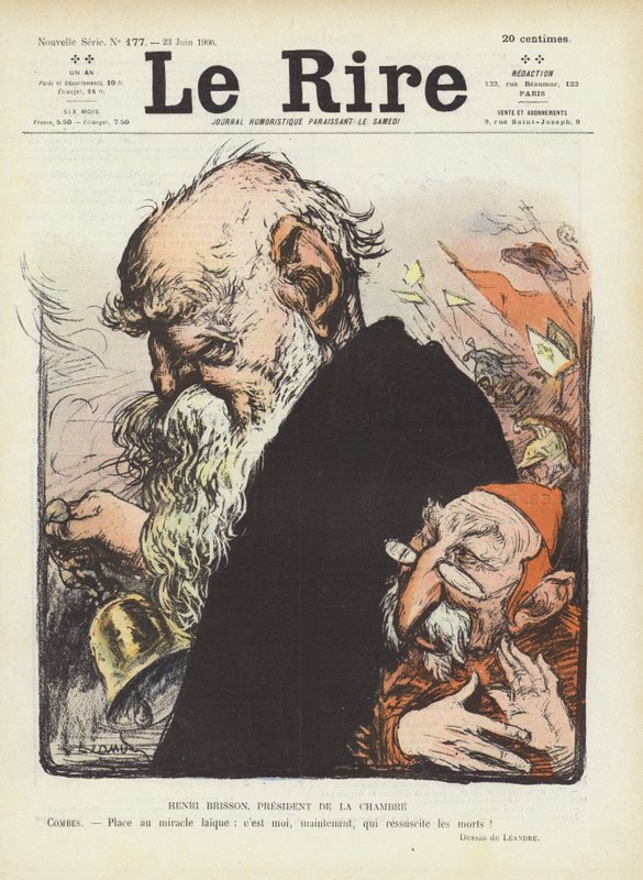 De franska politikerna Henri Brisson och Emile Combes. Illustration för Le Rire av Charles Leandre