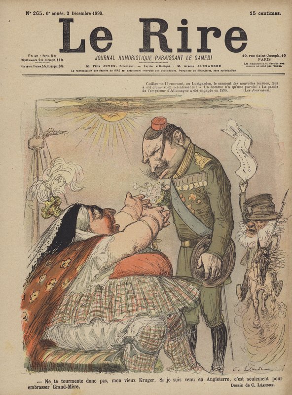 Kaiser Wilhelm II och drottning Victoria, Illustration för Le Rire av Charles Leandre