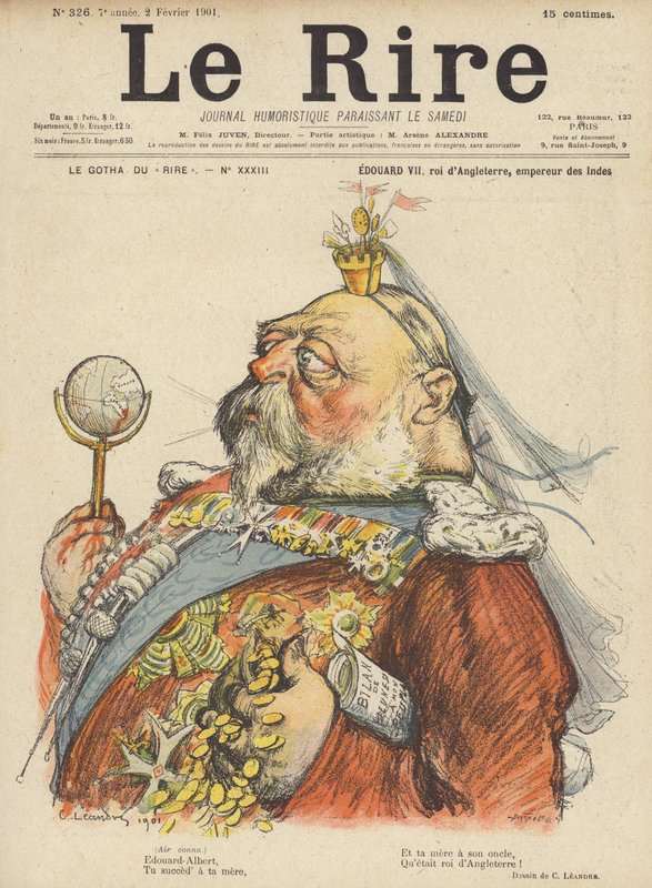 Kung Edward VII av England, Illustration för Le Rire av Charles Leandre