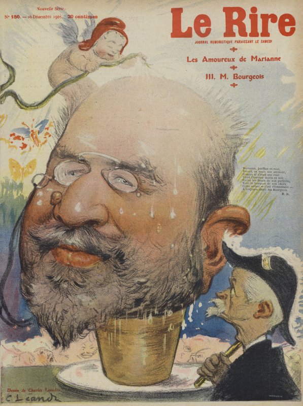 Leon Bourgeois, fransk politiker. Illustration för Le Rire av Charles Leandre