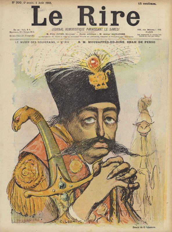 Mozaffer-ed-Din, Shah av Persien, Illustration för Le Rire av Charles Leandre