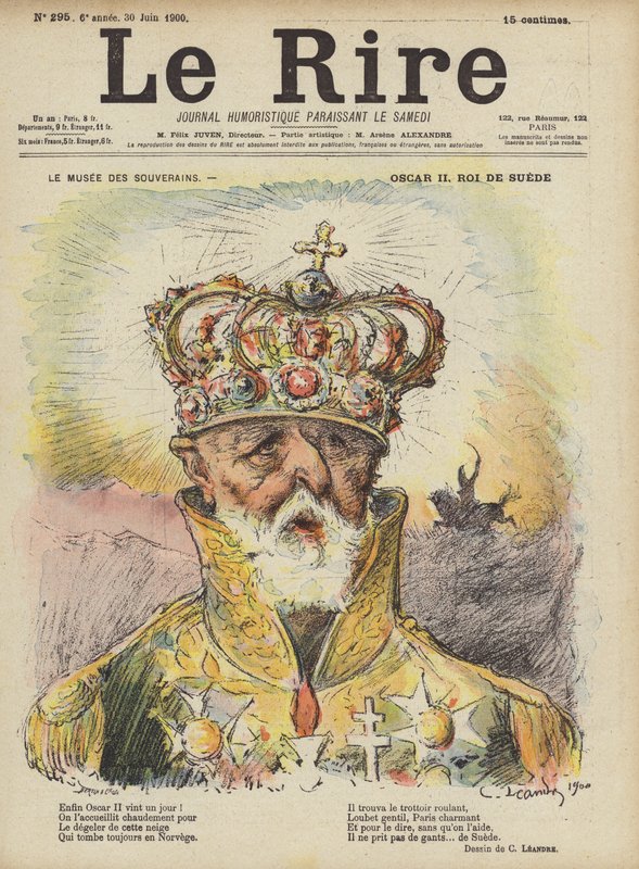 Oscar II, Sveriges kung, Illustration för Le Rire av Charles Leandre