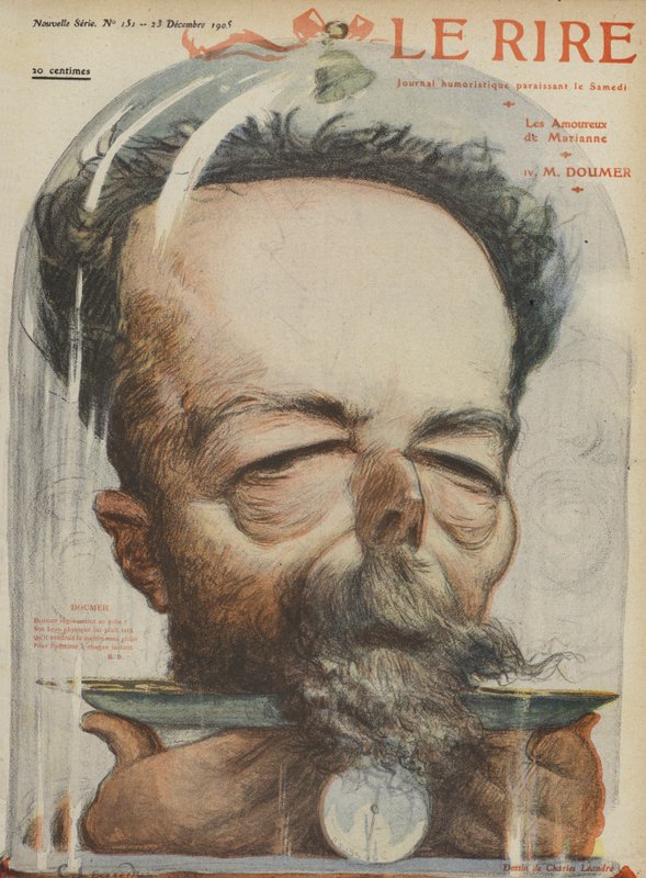 Paul Doumer, fransk politiker. Illustration för Le Rire av Charles Leandre