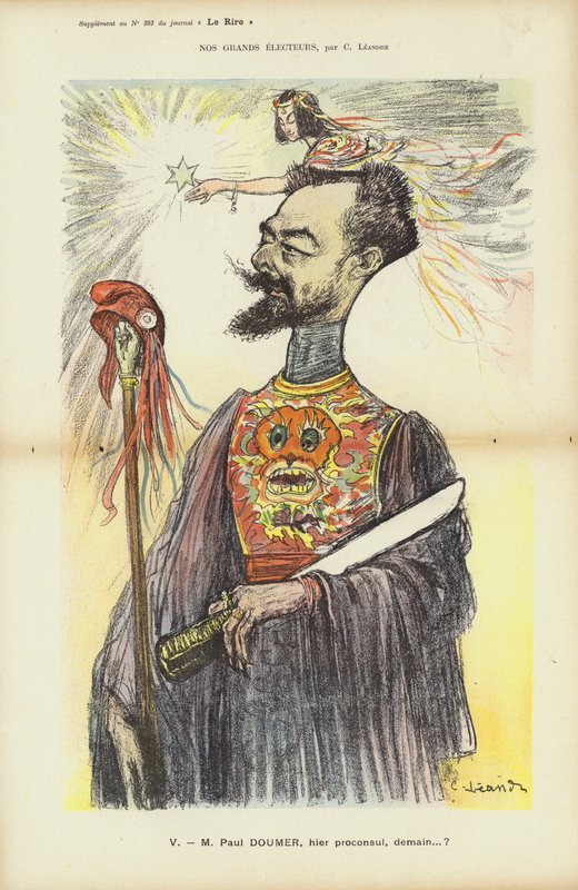 Paul Doumer, fransk politiker, illustration för Le Rire av Charles Leandre