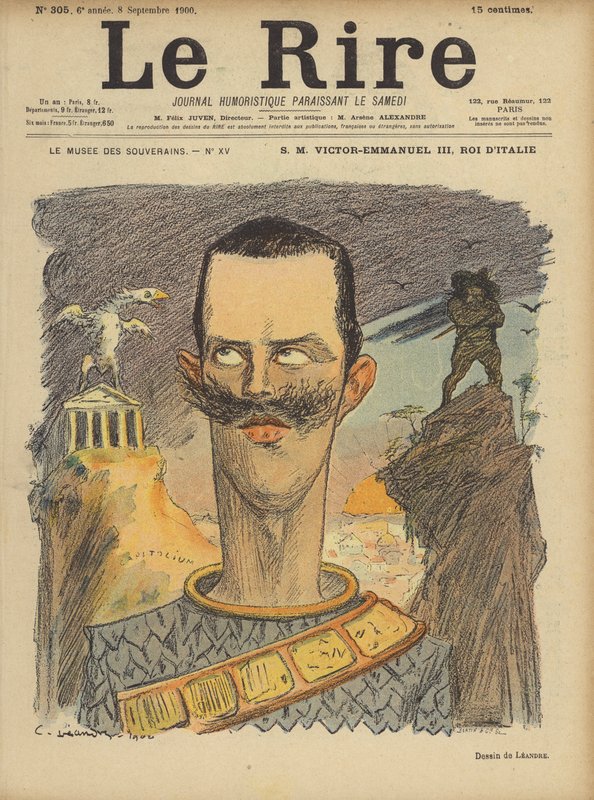 Victor Emmanuel III, kung av Italien, Illustration för Le Rire av Charles Leandre