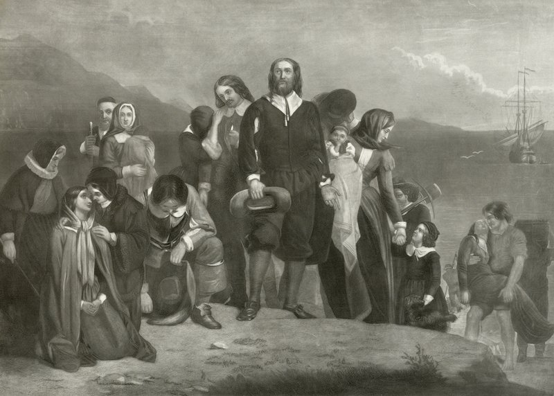 Pilgrimsfädernas landsättning i Amerika, 1620 av Charles Lucy