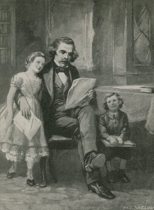 Nathaniel Hawthorne läser för sina barn av Charles Mills Sheldon