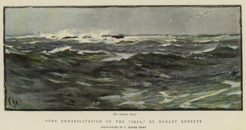 Illustration till The Rehabilitation of the Vigia, av Morley Roberts av Charles Napier Hemy
