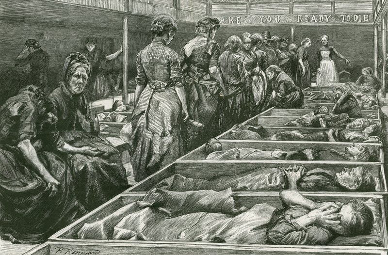 Ett skyddsrum för kvinnor från Frälsningsarmén i Whitechapel av Charles Paul Renouard