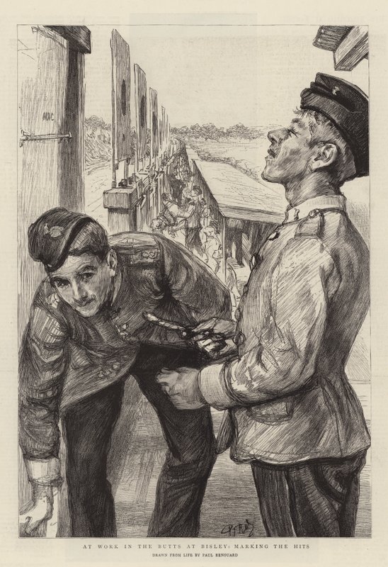 At Work in the Butts på Bisley, som markerar hits av Charles Paul Renouard