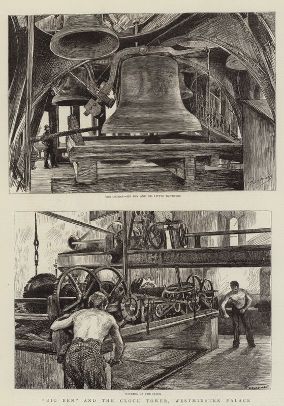 Big Ben och klocktornet, Westminster Palace av Charles Paul Renouard