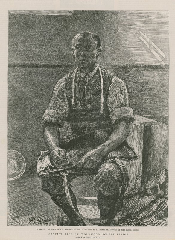 Livet dömd i Wormwood Scrubs Prison (gravyr) av Charles Paul Renouard