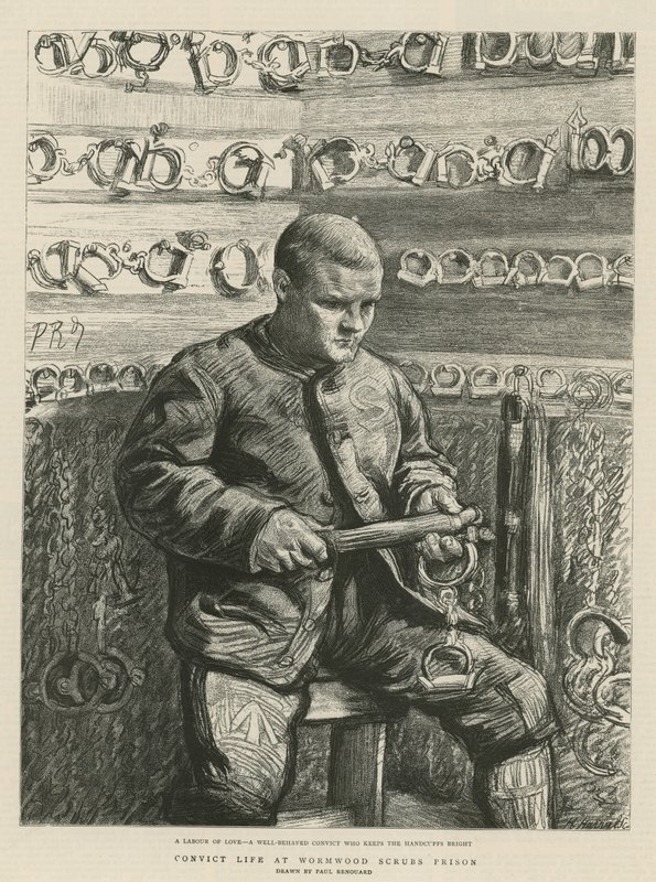 Fångad livstid i Wormwood Scrubs Prison (gravyr) av Charles Paul Renouard