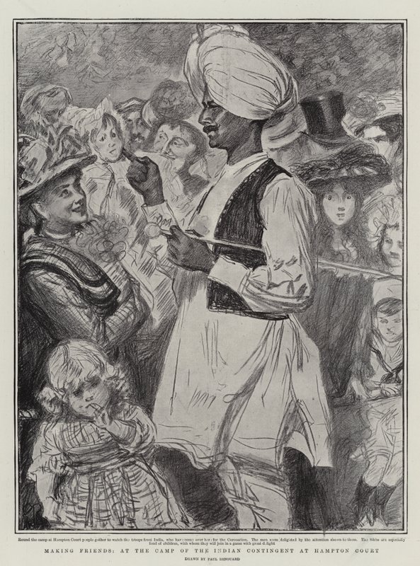 Skaffa vänner, vid den indiska kontingentens läger vid Hampton Court av Charles Paul Renouard