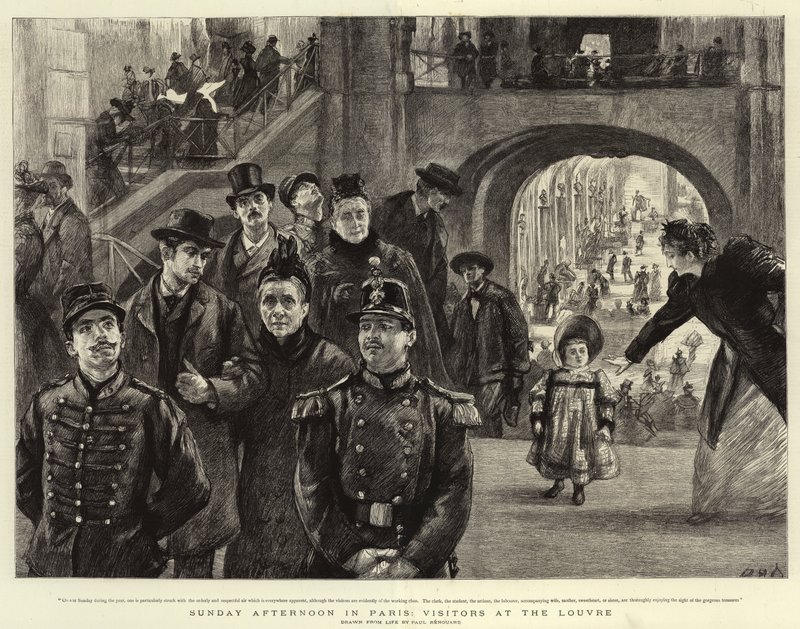 Söndag eftermiddag i Paris, besökare på Louvren av Charles Paul Renouard