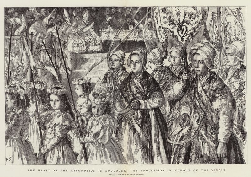 Himmelsfärdsfesten i Boulogne, processionen till jungfruns ära av Charles Paul Renouard
