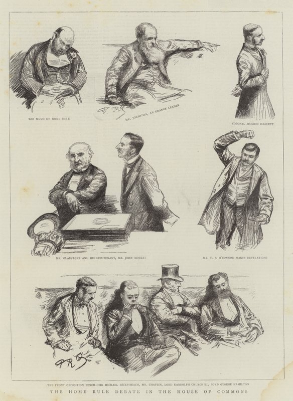 Hemstyredebatten i underhuset gravyr av Charles Paul Renouard