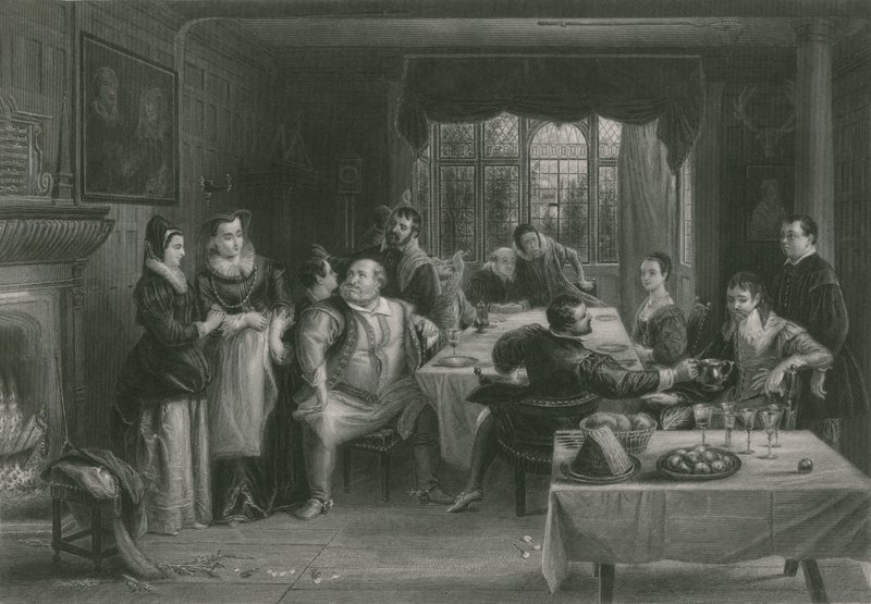 Falstaff och hans vänner, de glada fruarna i Windsor av Charles Robert Leslie