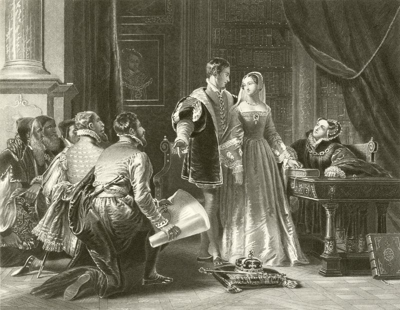 Lady Jane Greys ovilja att acceptera kronan av Charles Robert Leslie