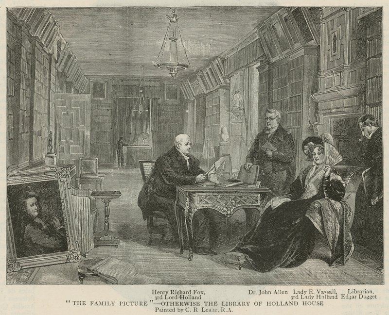 Familjebilden - biblioteket i Holland House av Charles Robert Leslie