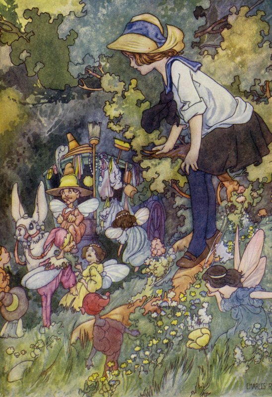 En titt in i sagornas land (färg litho) av Charles Robinson